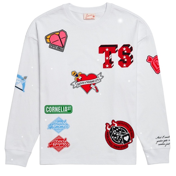 Taylor Swift Tops - LOVER Lyrics emboldened on this Taylor Top SOLD OUT ON TAYLOR’s OFFICIAL WEBSITE